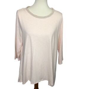 Chicos Pull-over Tunic Top High-low Hem Soft Peach Size 18